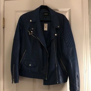 Navy blue leather jacket from express (XL)